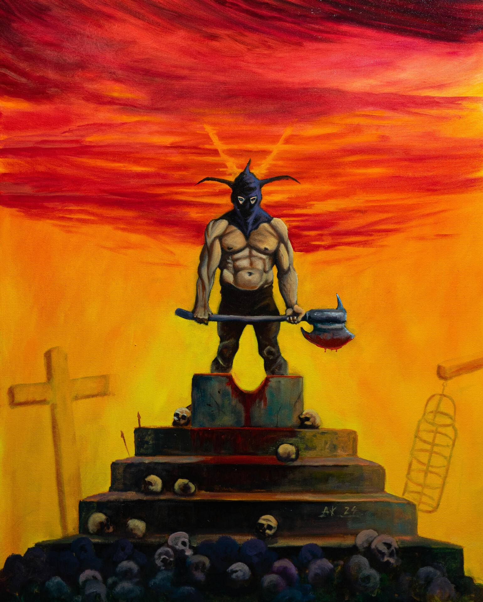 A frazetta copy, oil, 2024