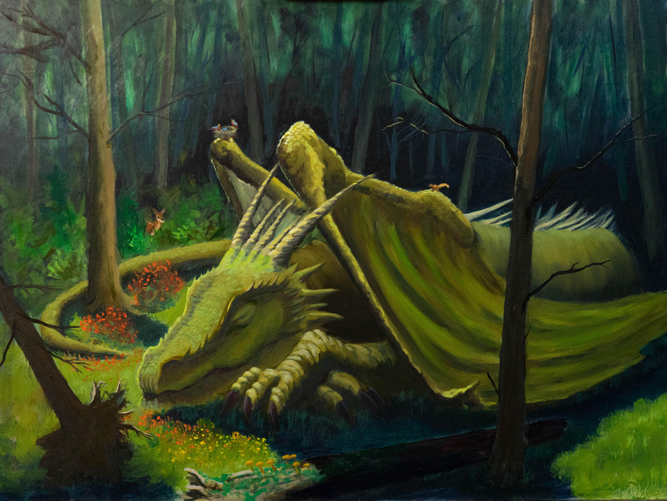 Sleepy dragon, oil